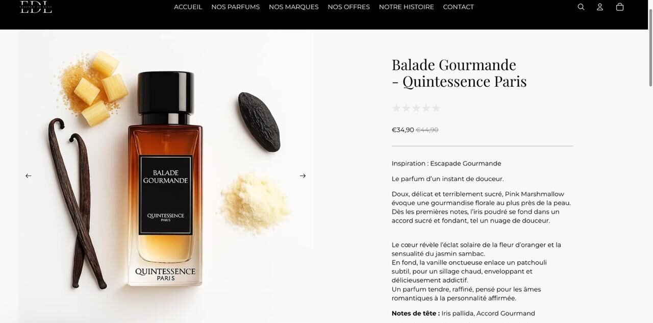 EDL Parfumerie Fiche produit Quintessence Paris